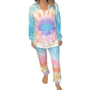 NEW SHE & SHO woodstock tie dye jogger set in multi